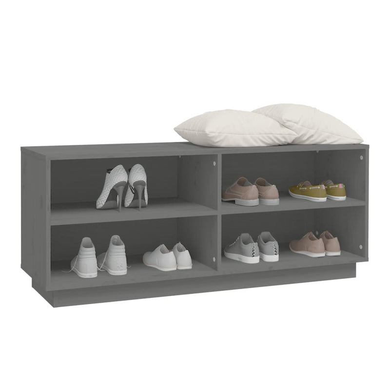 vidaXL szürke tömör fenyőfa cipőszekrény 110 x 34 x 45 cm