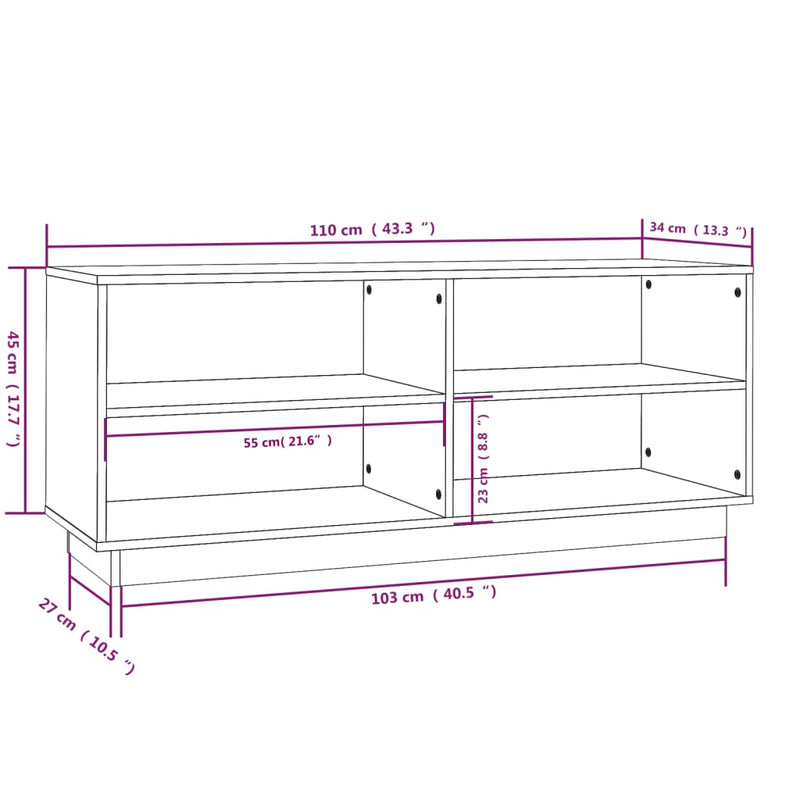 vidaXL szürke tömör fenyőfa cipőszekrény 110 x 34 x 45 cm
