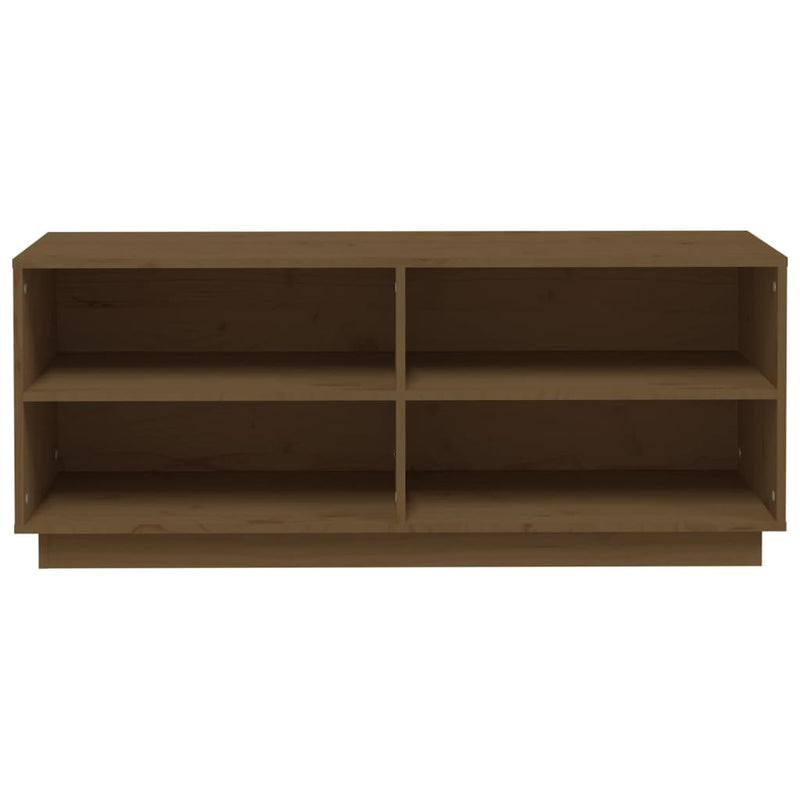vidaXL mézbarna tömör fenyőfa cipőszekrény 110 x 34 x 45 cm