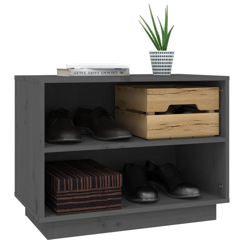 vidaXL szürke tömör fenyőfa cipősszekrény 60 x 34 x 45 cm
