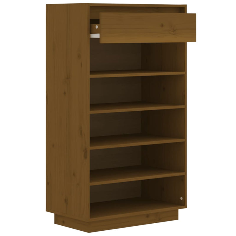 vidaXL mézbarna tömör fenyőfa cipősszekrény 60 x 34 x 105 cm