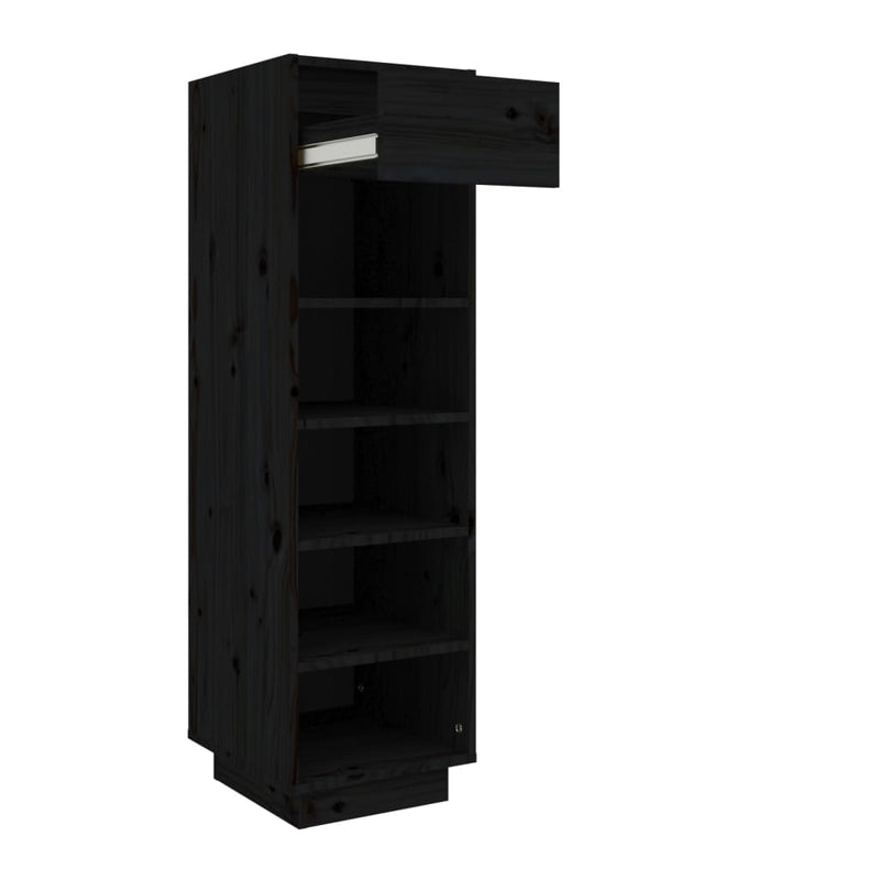 vidaXL fekete tömör fenyőfa cipőszekrény 34 x 30 x 105 cm
