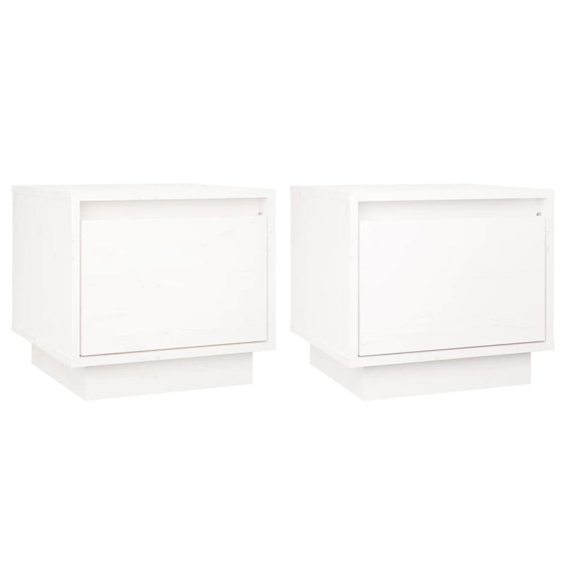 vidaXL 2 db fehér tömör fenyőfa éjjeliszekrény 35 x 34 x 32 cm