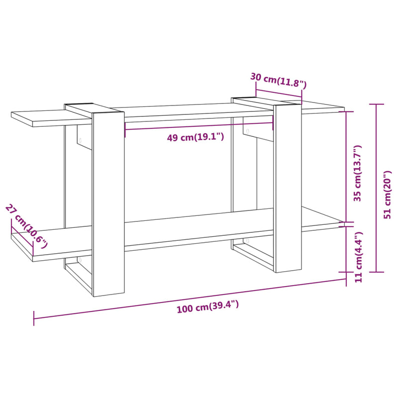 vidaXL betonszürke szerelt fa könyvszekrény 100 x 30 x 51 cm