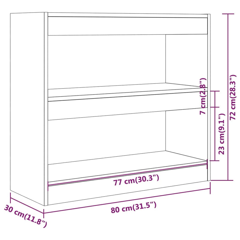 vidaXL betonszürke térelválasztó könyvszekrény 80 x 30 x 72 cm