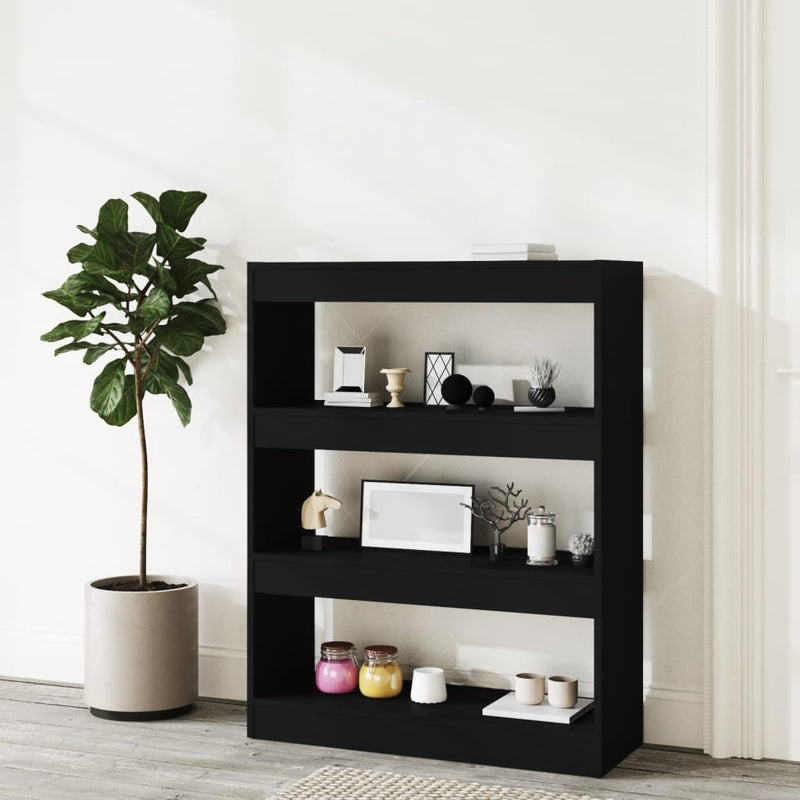 vidaXL fekete szerelt fa könyvszekrény/térelválasztó 80 x 30 x 103 cm