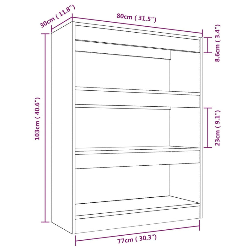 vidaXL betonszürke könyvszekrény/térelválasztó 80 x 30 x 103 cm