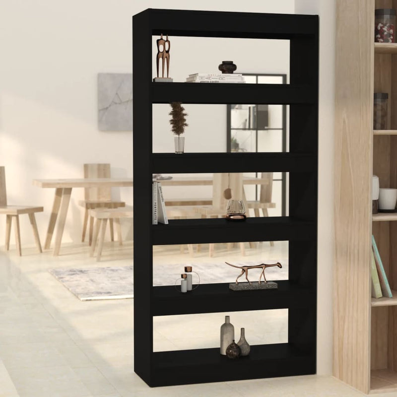 vidaXL fekete szerelt fa térelválasztó könyvszekrény 80x30x166 cm