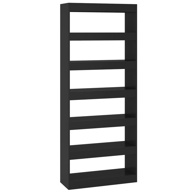 vidaXL fekete szerelt fa térelválasztó könyvszekrény 80x30x198 cm