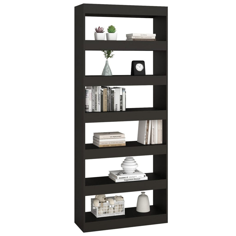 vidaXL fekete szerelt fa térelválasztó könyvszekrény 80x30x198 cm