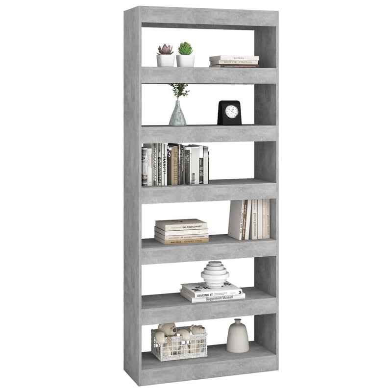 vidaXL betonszürke szerelt fa könyvszekrény/térelválasztó 80x30x198 cm