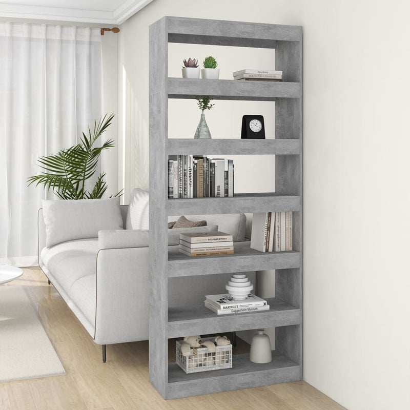 vidaXL betonszürke szerelt fa könyvszekrény/térelválasztó 80x30x198 cm