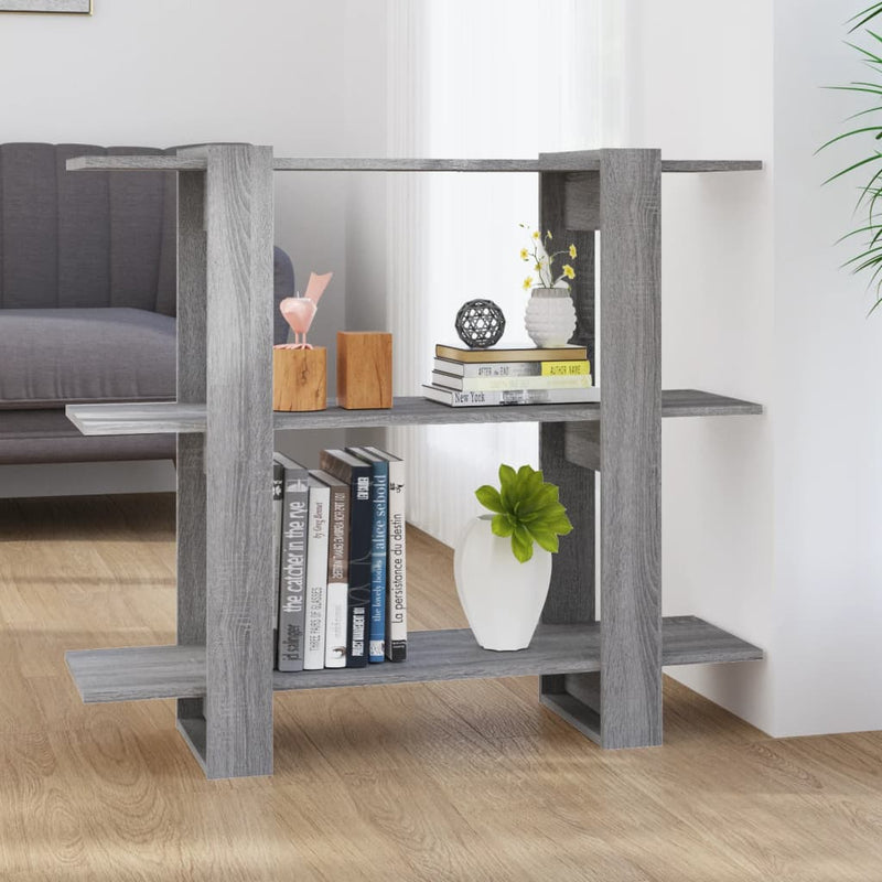 vidaXL szürke sonoma színű térelválasztó könyvszekrény 100x30x87 cm