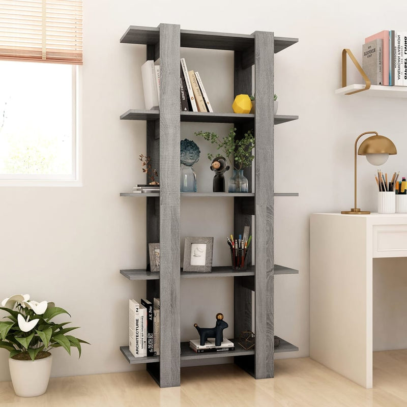 vidaXL szürke sonoma színű fa könyvszekrény/térelválasztó 60x30x135 cm