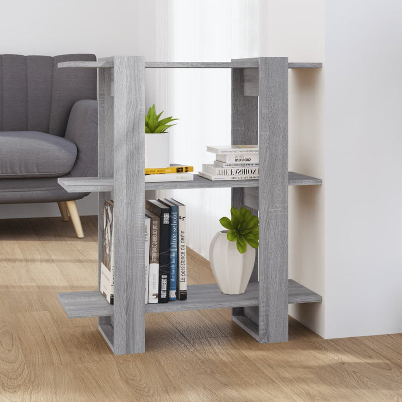 vidaXL szürke sonoma színű térelválasztó könyvszekrény 80x30x87 cm