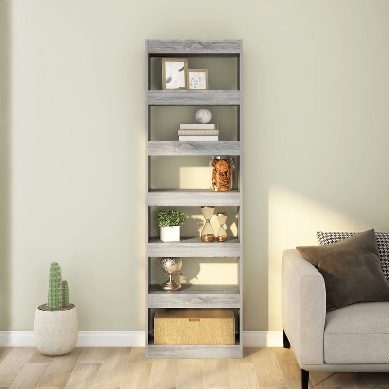 vidaXL szürke sonoma színű térelválasztó könyvszekrény 60x30x198 cm
