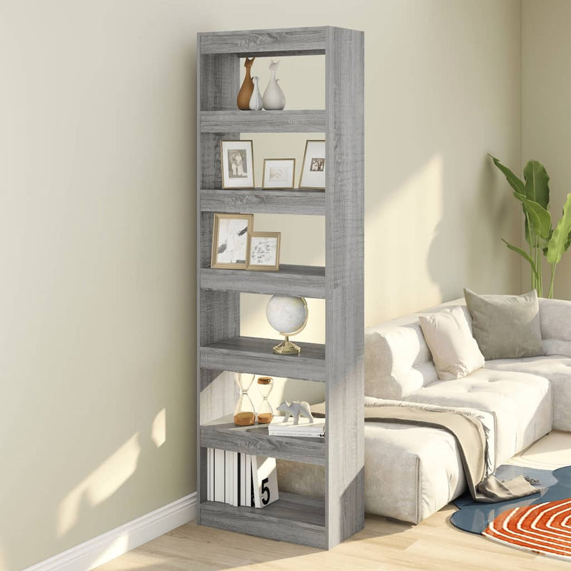 vidaXL szürke sonoma színű térelválasztó könyvszekrény 60x30x198 cm