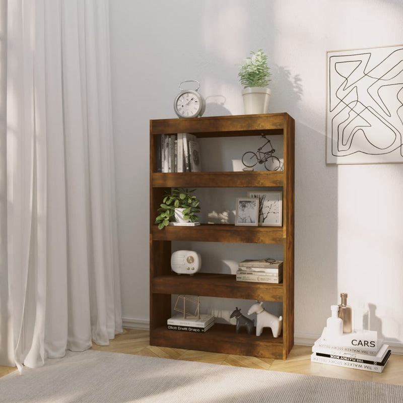 vidaXL füstös tölgy színű fa könyvszekrény/térelválasztó 80x30x135 cm