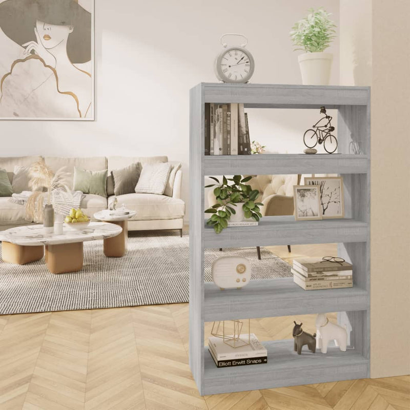 vidaXL szürke sonoma színű fa könyvszekrény/térelválasztó 80x30x135 cm