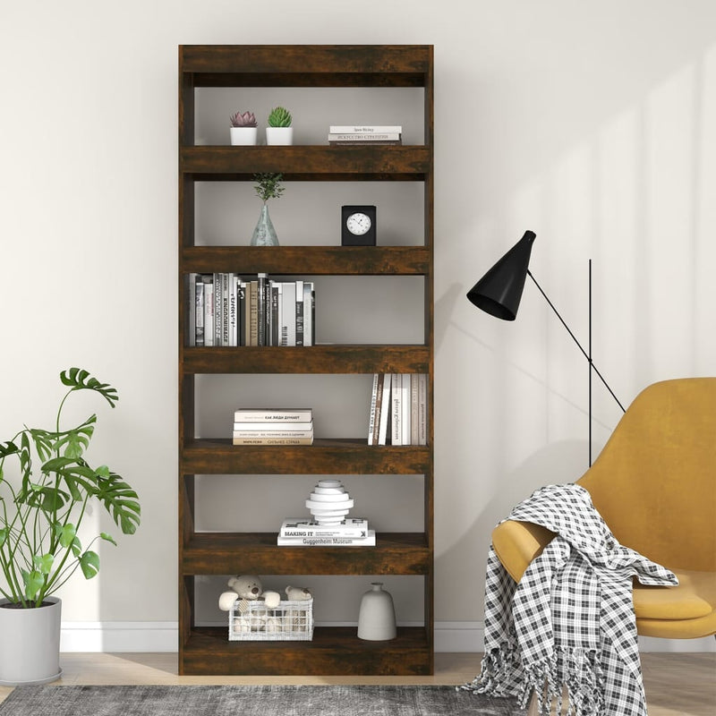 vidaXL füstös tölgy színű fa könyvszekrény/térelválasztó 80x30x198 cm