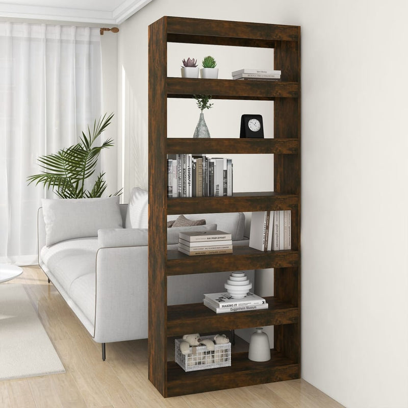 vidaXL füstös tölgy színű fa könyvszekrény/térelválasztó 80x30x198 cm