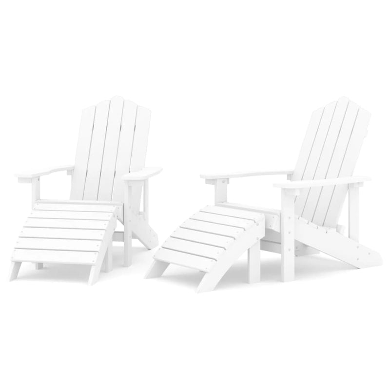 vidaXL 2 db fehér HDPE kerti adirondack szék lábtartóval