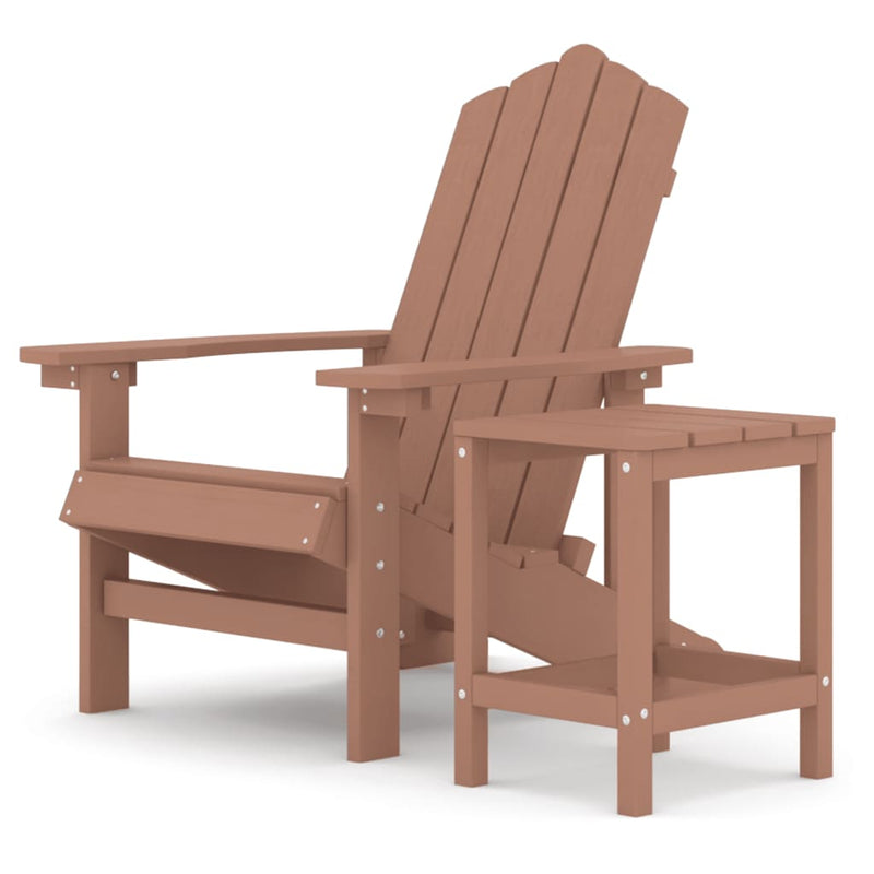 vidaXL barna HDPE kerti adirondack szék asztallal