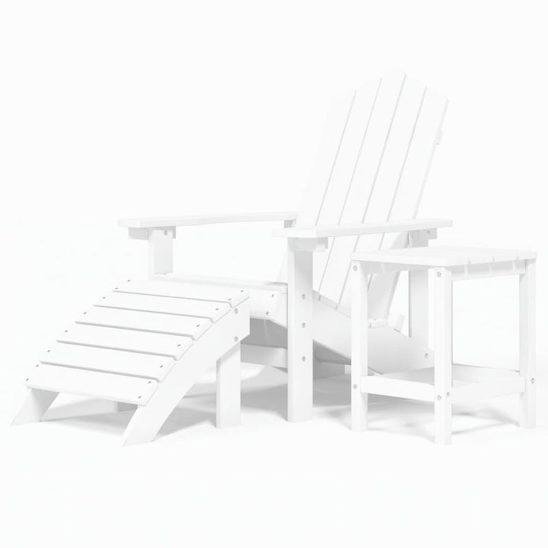 vidaXL fehér HDPE kerti adirondack szék lábtartóval és asztallal