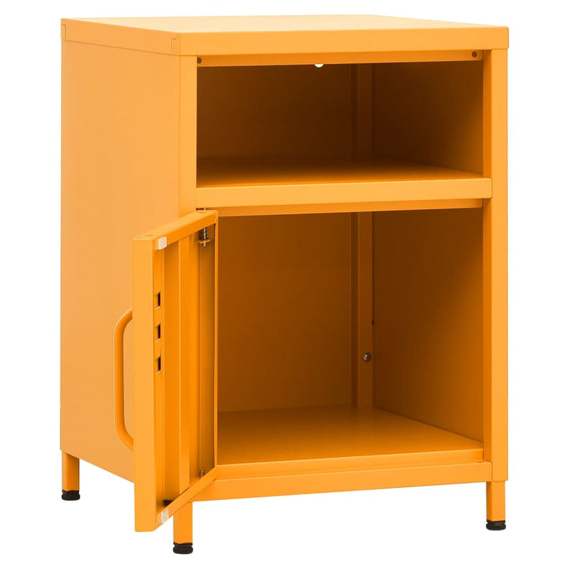vidaXL 2 db mustársárga acél éjjeliszekrény 35 x 35 x 51 cm