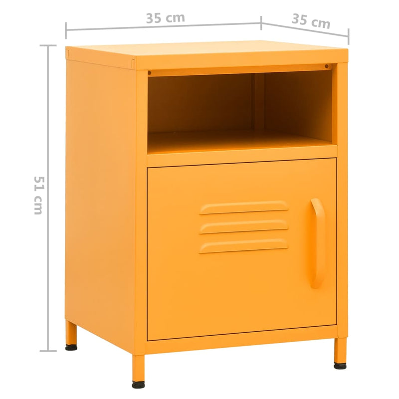 vidaXL 2 db mustársárga acél éjjeliszekrény 35 x 35 x 51 cm
