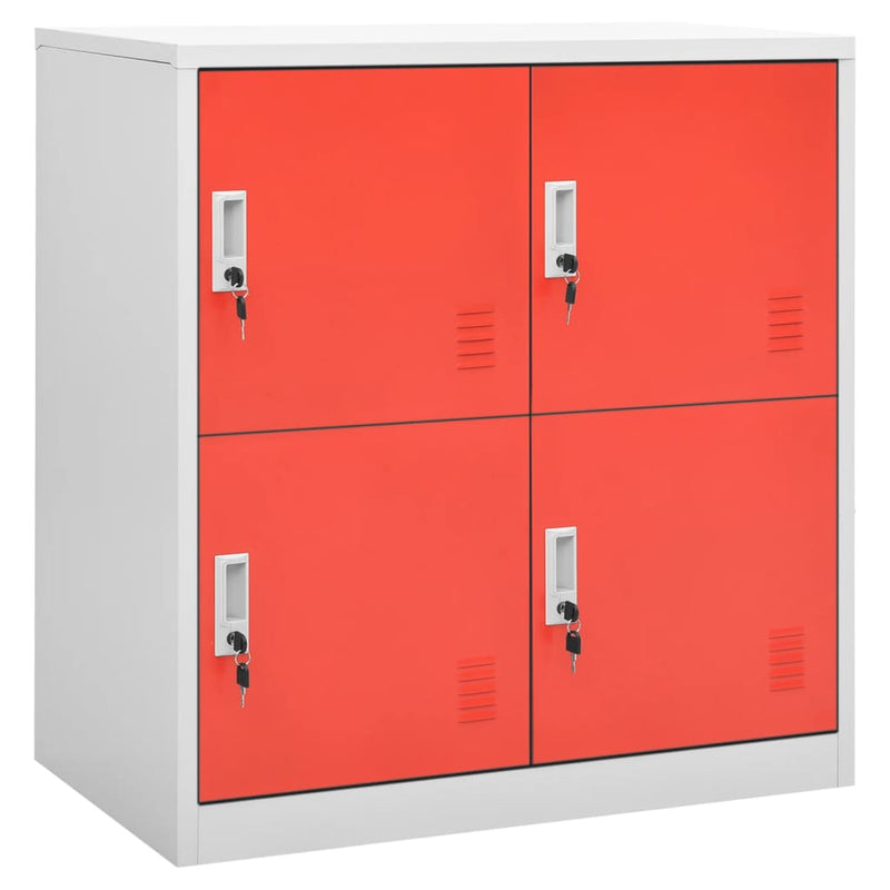 vidaXL 2 db világosszürke-piros acél zárható szekrény 90x45x92,5 cm