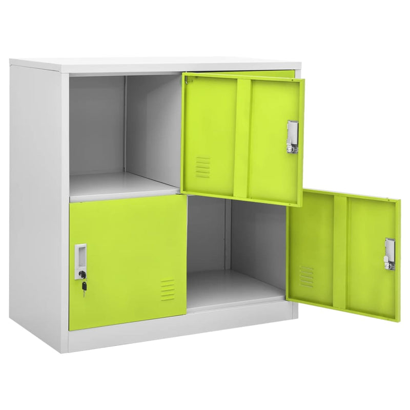 vidaXL 2 db világosszürke-zöld acél zárható szekrény 90x45x92,5 cm