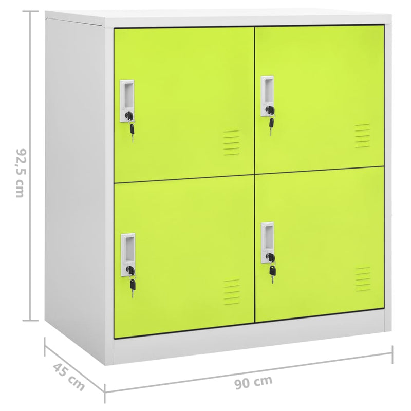 vidaXL 2 db világosszürke-zöld acél zárható szekrény 90x45x92,5 cm