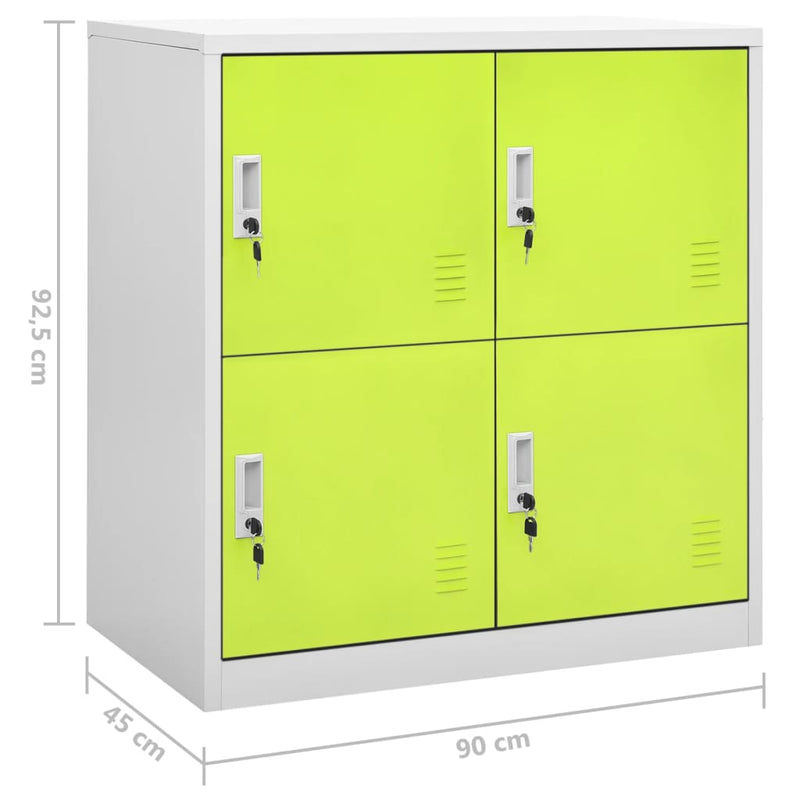 vidaXL 5 db világosszürke-zöld acél zárható szekrény 90 x 45 x 92,5 cm