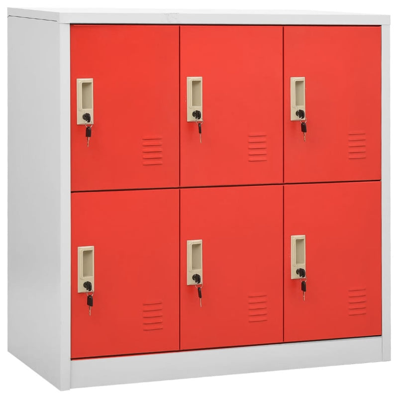 vidaXL 2 db világosszürke-piros acél zárható szekrény 90x45x92,5 cm