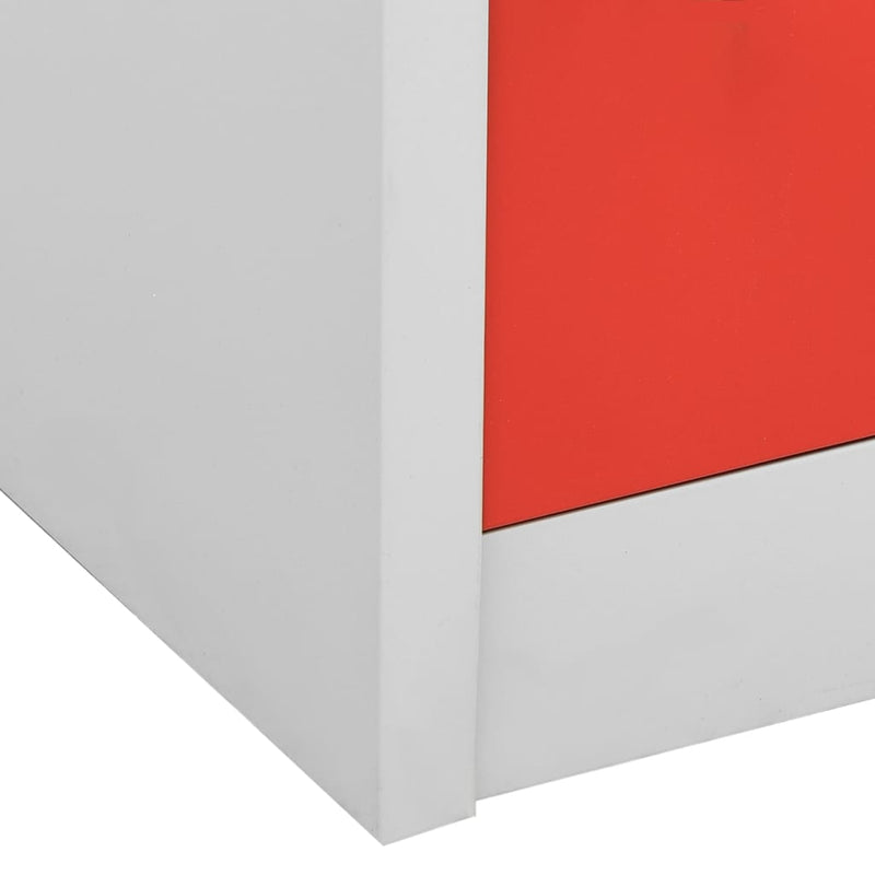 vidaXL 2 db világosszürke-piros acél zárható szekrény 90x45x92,5 cm