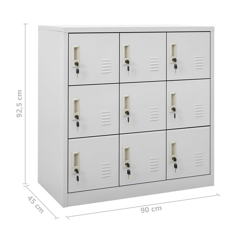 vidaXL 5 db világosszürke acél zárható szekrény 90 x 45 x 92,5 cm