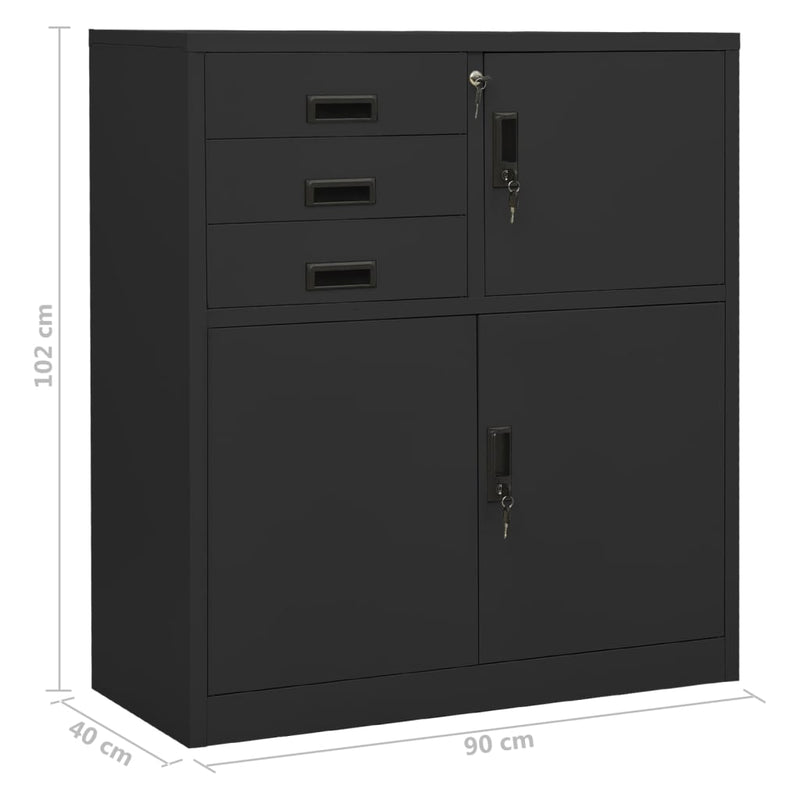 vidaXL antracitszürke acél irodai szekrény ültetőládával 90x40x125 cm