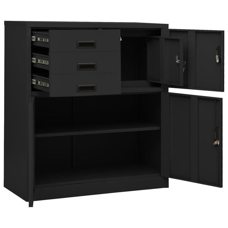 vidaXL antracitszürke acél irodai szekrény ültetőládával 90x40x125 cm