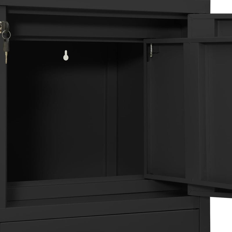 vidaXL antracitszürke acél irodai szekrény ültetőládával 90x40x125 cm