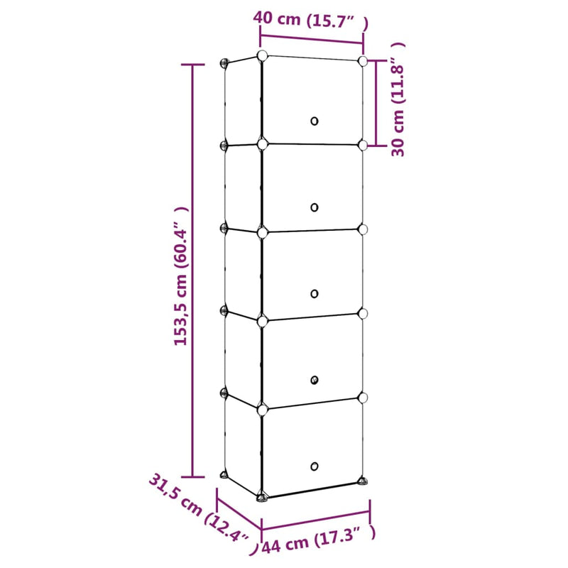 vidaXL átlátszó polipropilén cipőtartó 44 x 31,5 x 153,5 cm