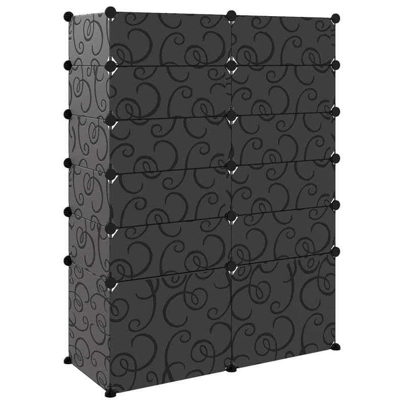 vidaXL fekete polipropilén cipőtartó 94 x 37 x 125 cm