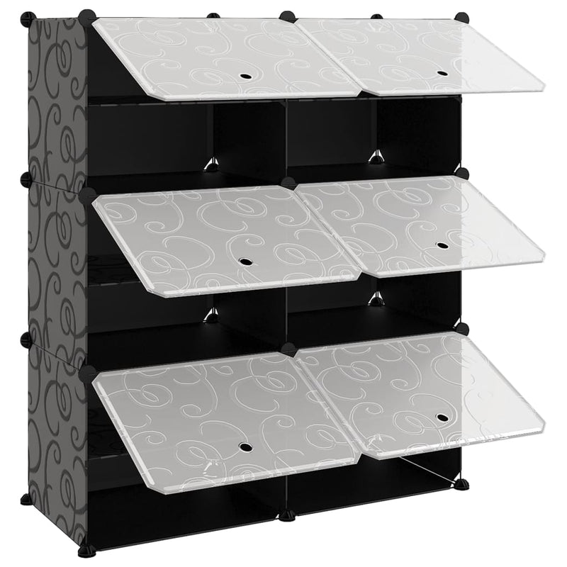 vidaXL fekete polipropilén cipőtartó 84,5 x 31 x 93,5 cm