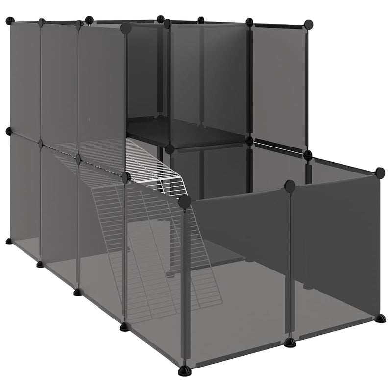 vidaXL fekete polipropilén és acél kisállatketrec 142 x 74 x 93 cm