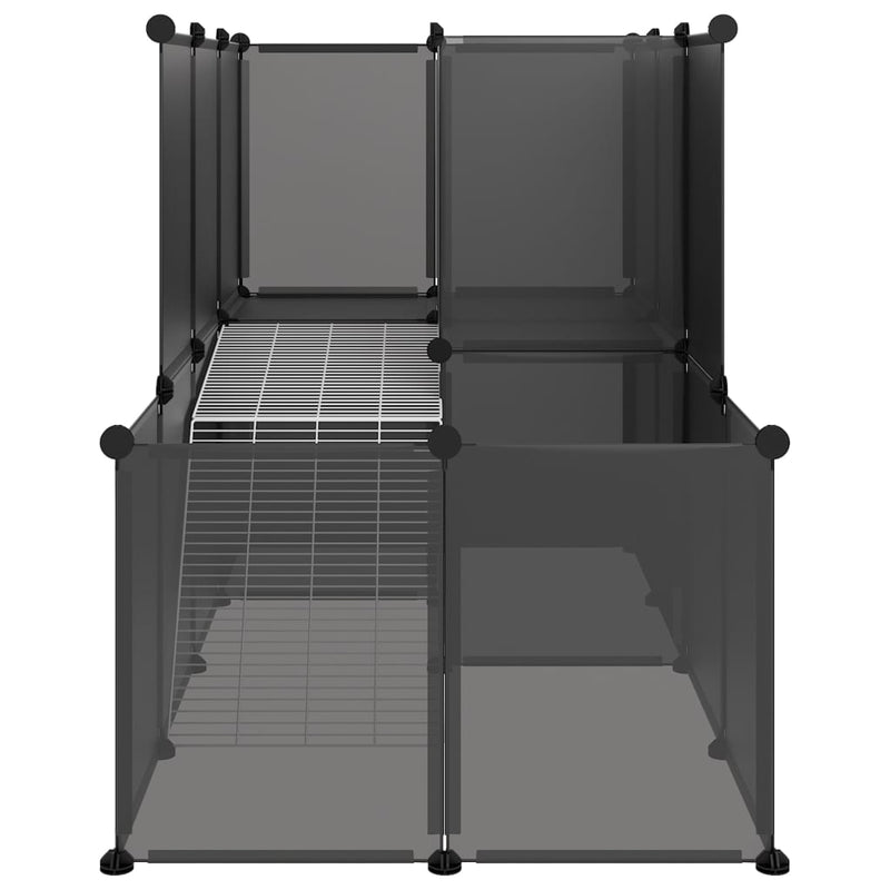 vidaXL fekete polipropilén és acél kisállatketrec 142 x 74 x 93 cm