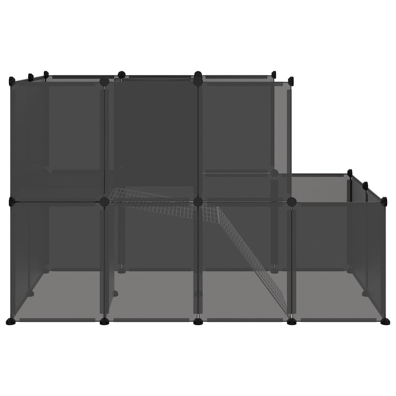 vidaXL fekete polipropilén és acél kisállatketrec 142 x 74 x 93 cm