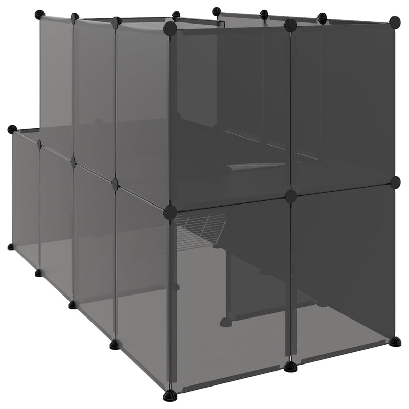 vidaXL fekete polipropilén és acél kisállatketrec 142 x 74 x 93 cm