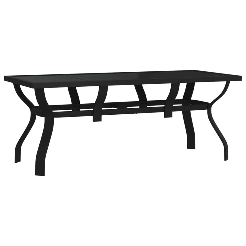 vidaXL fekete acél és üveg kerti asztal 180 x 80 x 70 cm