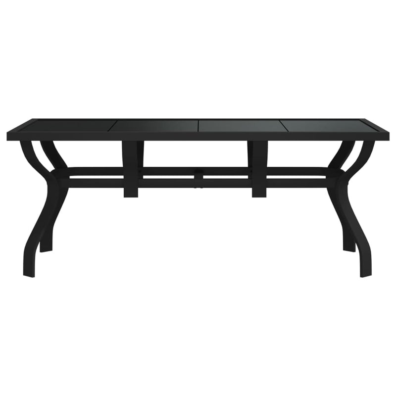 vidaXL fekete acél és üveg kerti asztal 180 x 80 x 70 cm