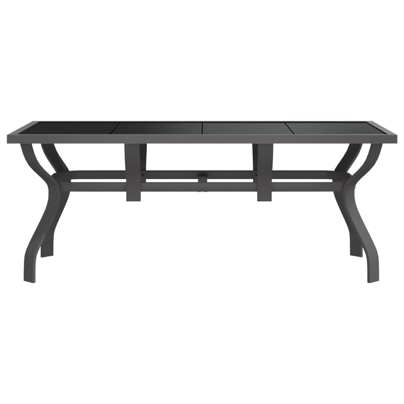 vidaXL szürke és fekete acél és üveg kerti asztal 180 x 80 x 70 cm